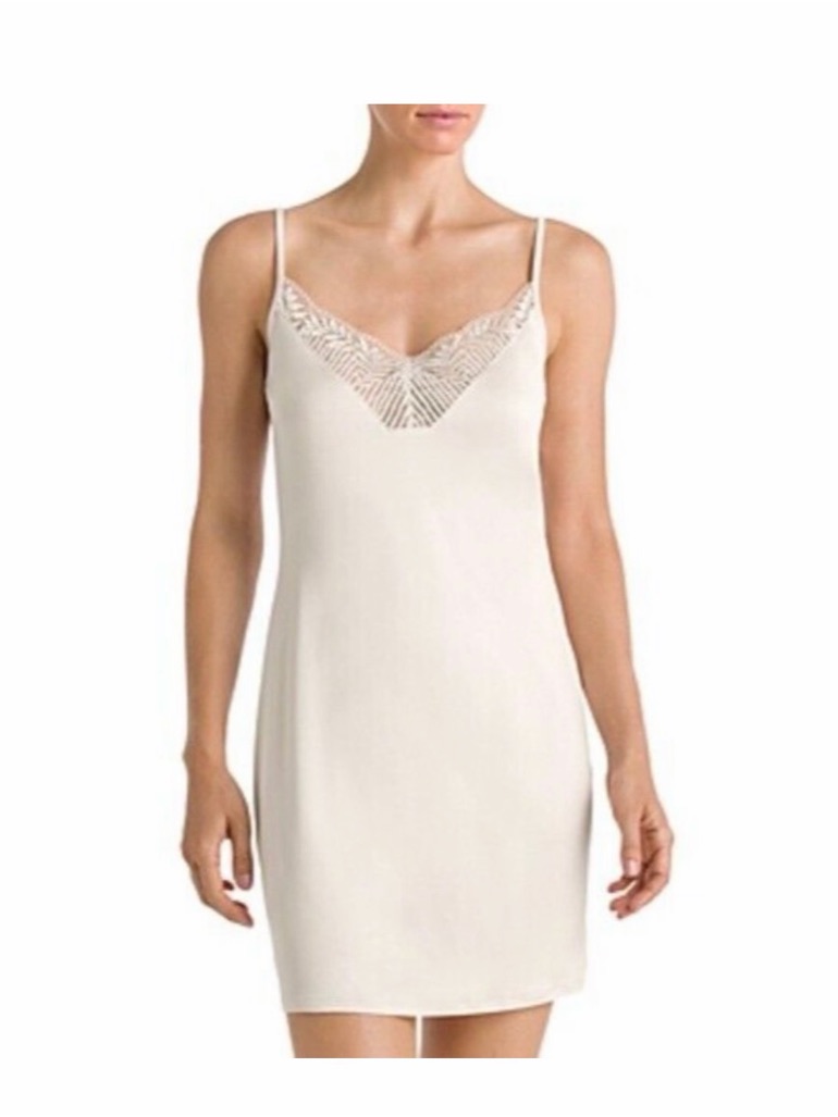 Hanro Lace-Trim Slip Chemise Cream